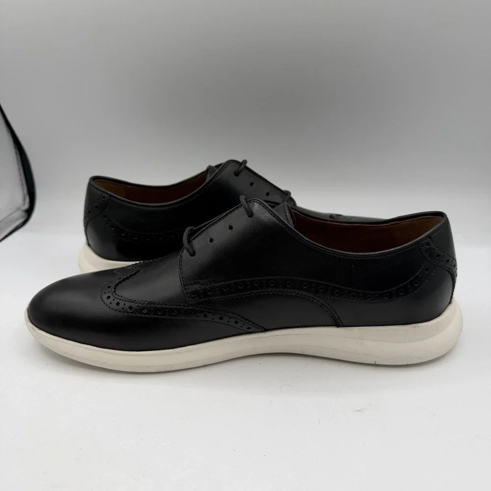 Johnston‎ & Murphy Wingtip Shoes Mens 9.5 M Black Sheepskin Lightweight Trufoam